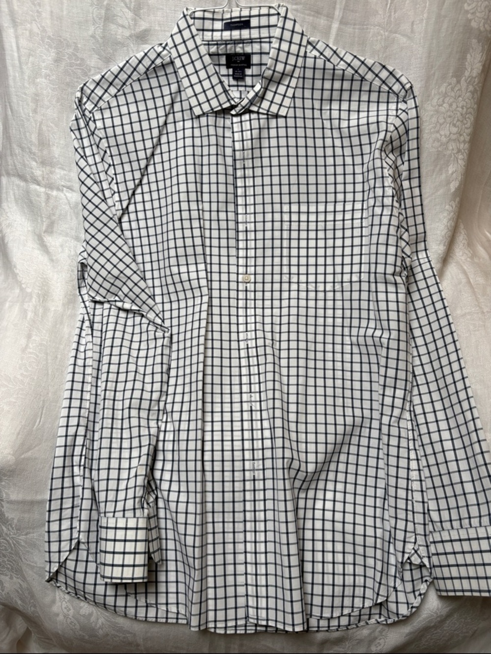 J. Crew White Dress Shirt with Navy Windowpane Check